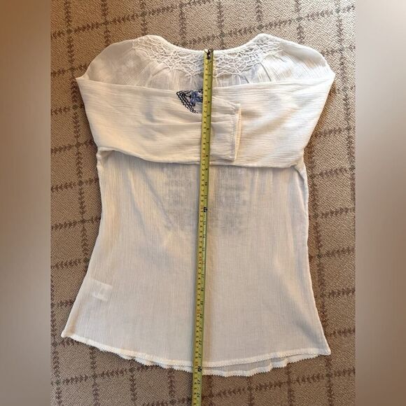 Joie white guazy tunic cover up with blue embroidery detail NWOT XS - Picture 6 of 13